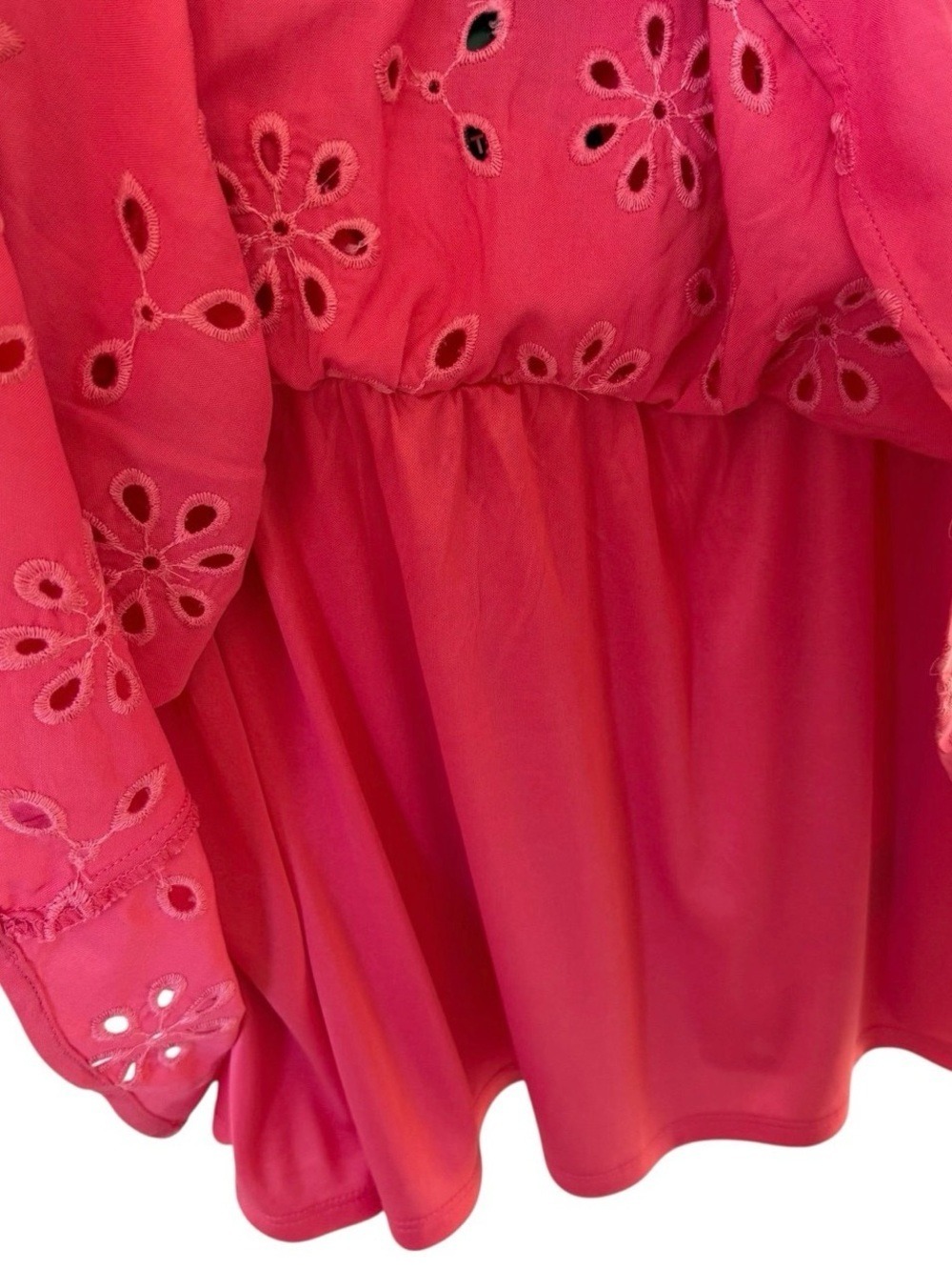 Torrid Babydoll Eyelet Challis Pink Short Sleeve Blouse Plus Size 1X (14/16) NWT - Picture 11 of 12